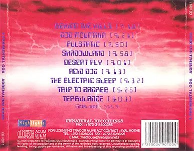 Adrenalin Drum - XPerimental Goa: Back